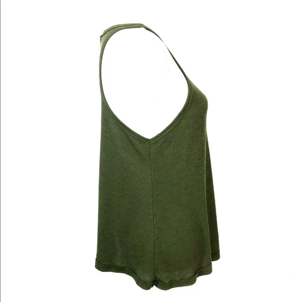 ๐ดFree People Green Ribbed Tank Top Racer Back S - Picture 3 of 7